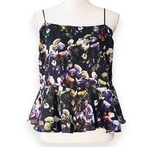 Sam & Lavi Alvina Tank Top/Cami with Orchid on Black Print